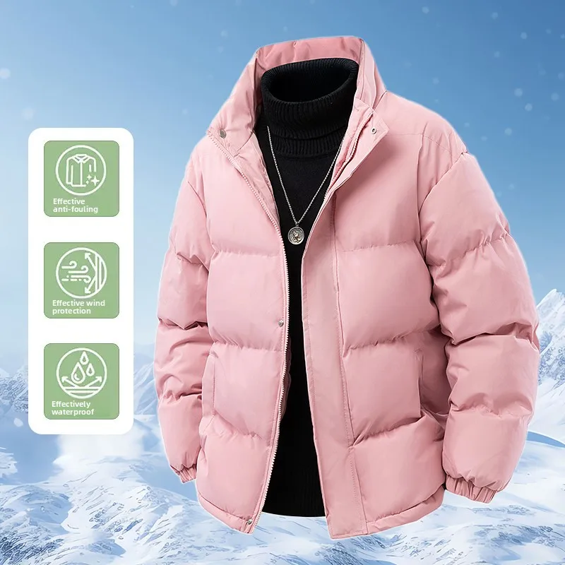 Winter Parka Coat Men Thicken Warm Winter Coat Hooded  Parkas Pure Color Casual Overcoat Outdoor Couple Clothes Coats Jackets