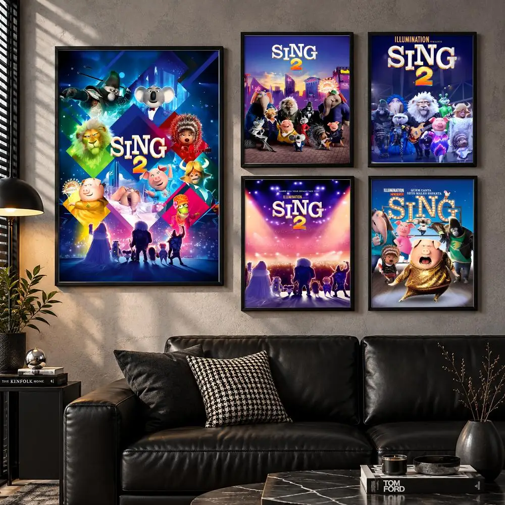 Sing Animated Musical Comedy Family Movie Feel Good Cinema Hit Poster Aesthetic Unframed Wall Prints for Bedroom & Living Room