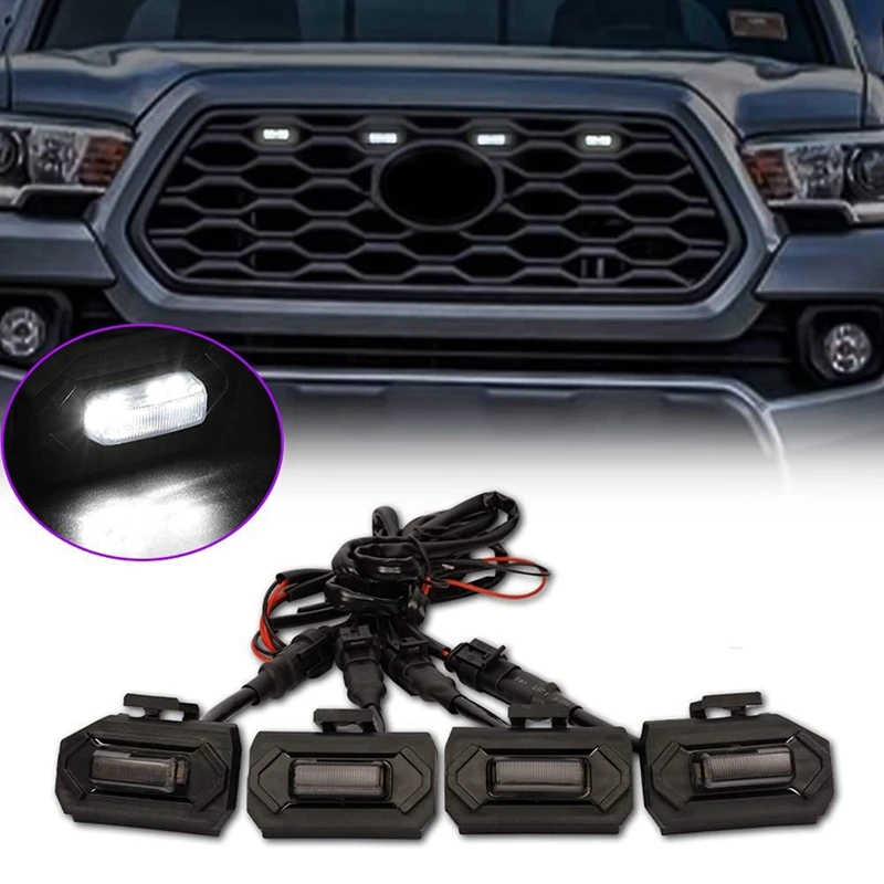 12PCS LED Front Grill Lights For Toyota Tacoma Raptor TRD Off Road Sport 2020 2021 External Grill Lamp, White Light