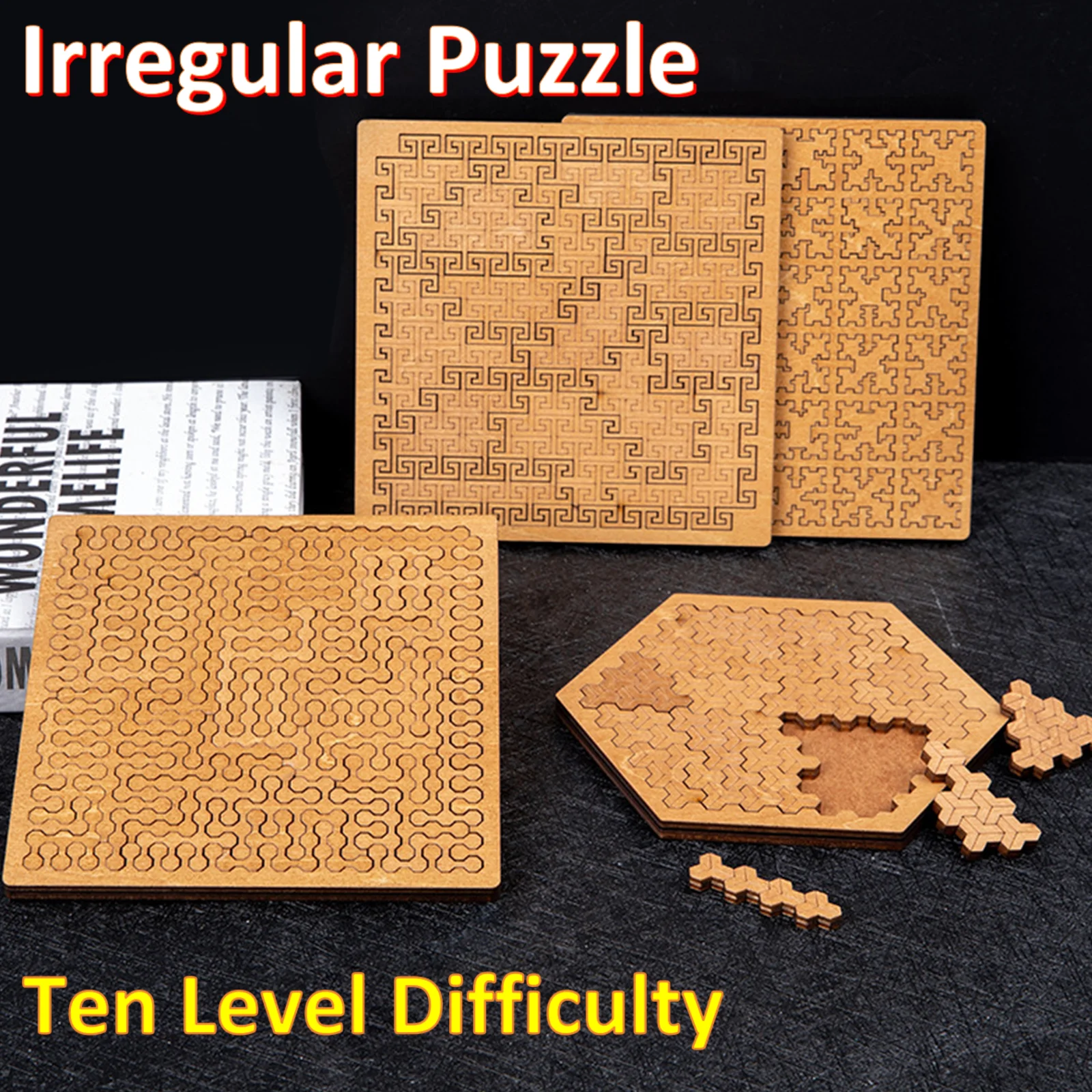 

Fractal Tray Puzzle Mind Bending Wooden Jigsaw Puzzles for Adults Irregular Creative Difficult Brain-teaser Puzzle Board Games