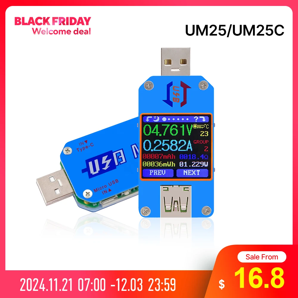 RD UM25 UM25C for APP USB 2.0 Type-C LCD Voltmeter ammeter voltage current meter battery charge usb Tester