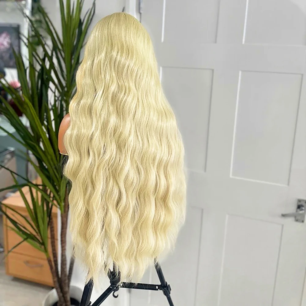 #613 Blonde Wig 13*4 Synthetic Wig Long Natural Wave Lace Wig Blonde Wave Hair Frontal Lace Wigs for Women Ready to Wear Cosplay