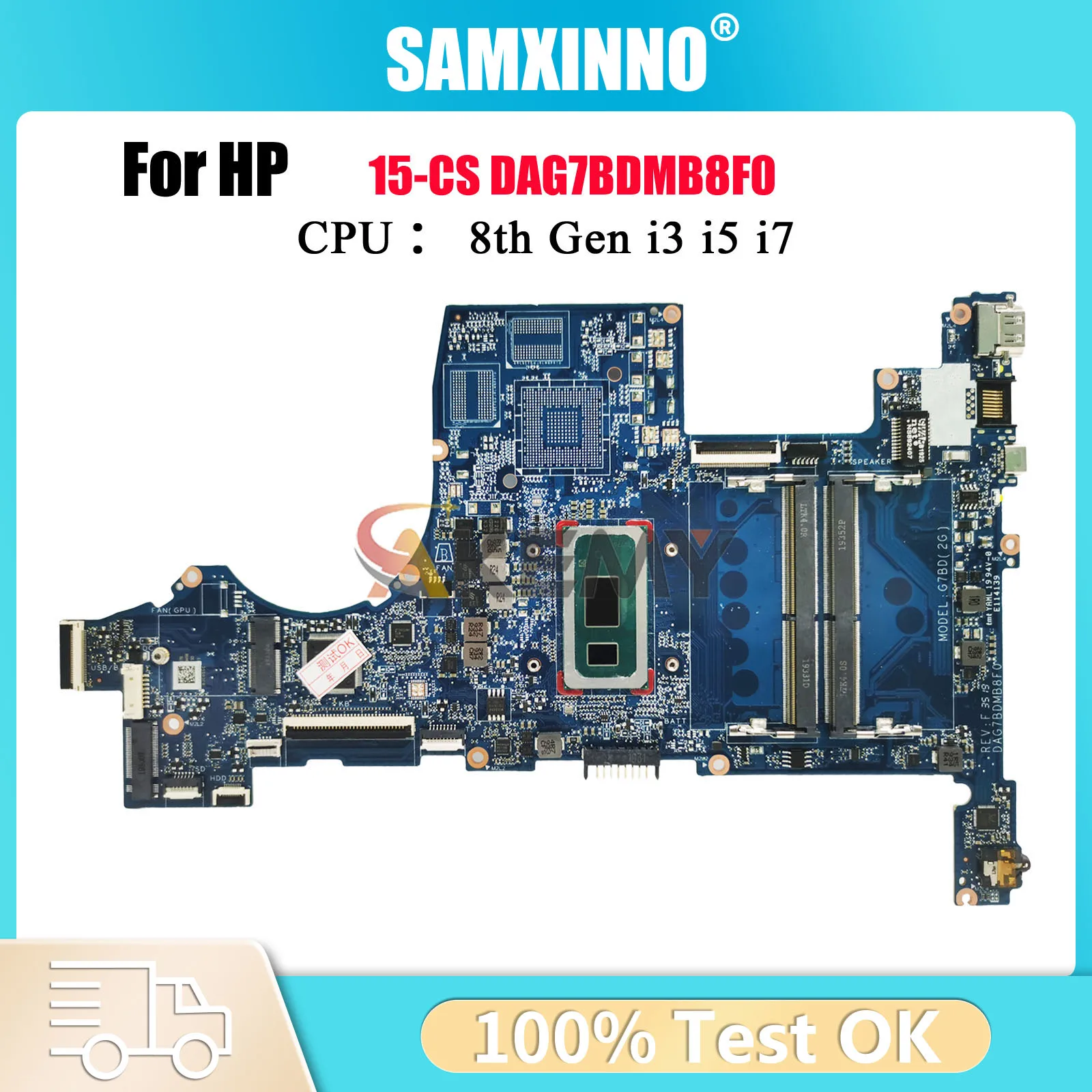 

DAG7BDMB8F0 For HP Pavilion 15-CS 15T-CS Laptop Motherboard L50261-601 L34169-601 With i3 i5 i7 8th Gen CPU 100% Fully Tested