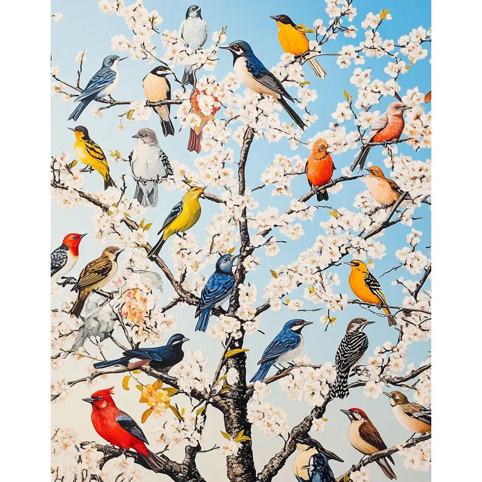 

RUOPOTY Oil Painting By Numbers Branch Bird HandPainted On Canvas For Adults DIY Friend Gift Art Supplies By Numbers Acrylic Kit