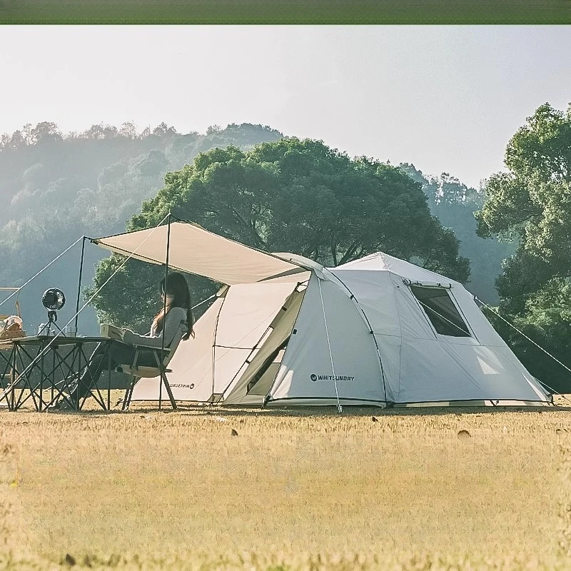 

Tunnel tent camping outdoor quick open folding portable rainproof overnight lightweight two-room and one-hall tent
