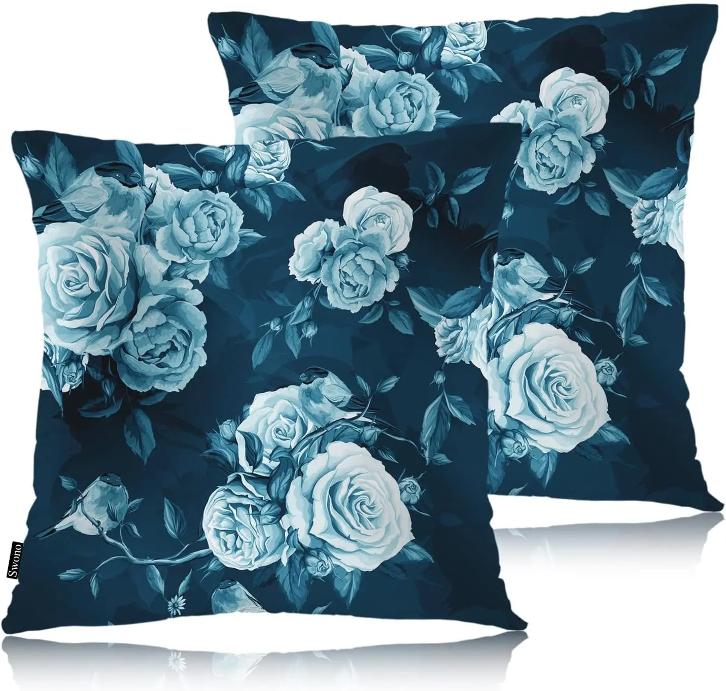 

Набор из 2 декоративных наволочек для подушек, цвет розы, пион, искусственная кожа, розовые, розы