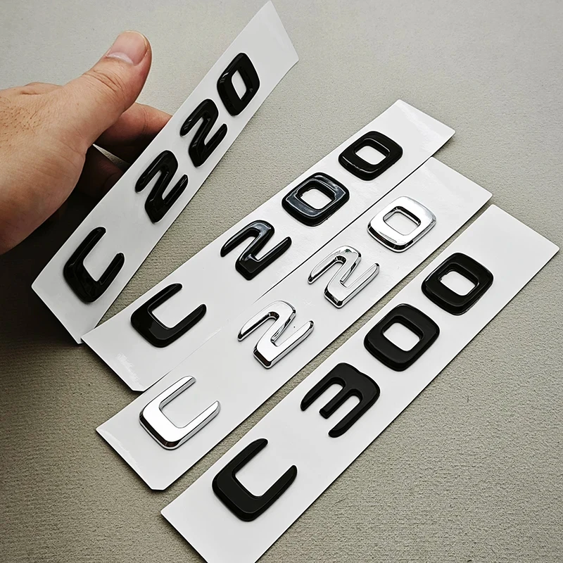 ABS Car Letters C200 C220 C250 C300 Logo Rear Trunk Badge Emblem Sticker For Mercedes Benz C Class W201 W202 W203 W204 W205 view 4