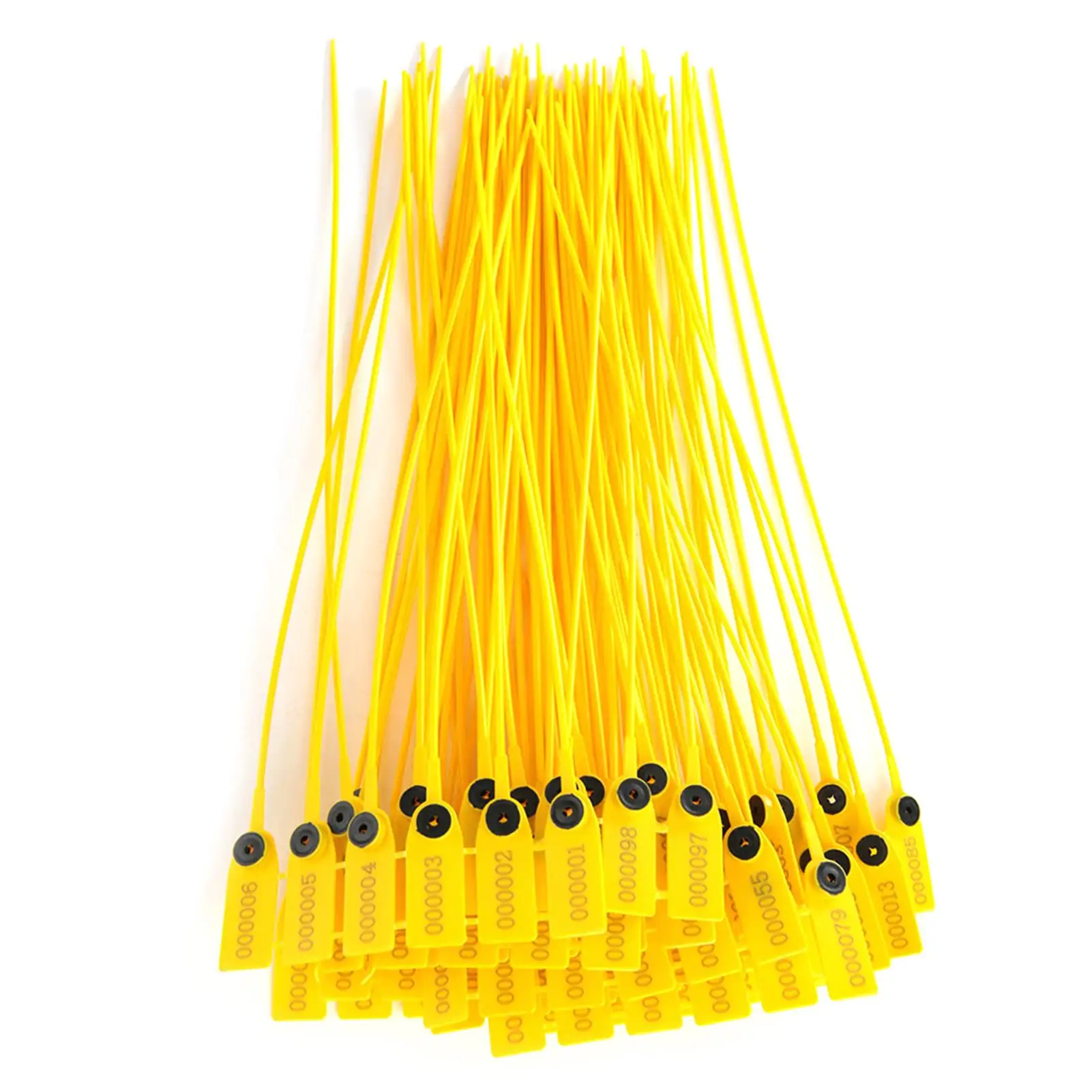 100pcs Yellow Plastic Security Seals for Transportation Truck, 40cm Cable Ties with Number Labels