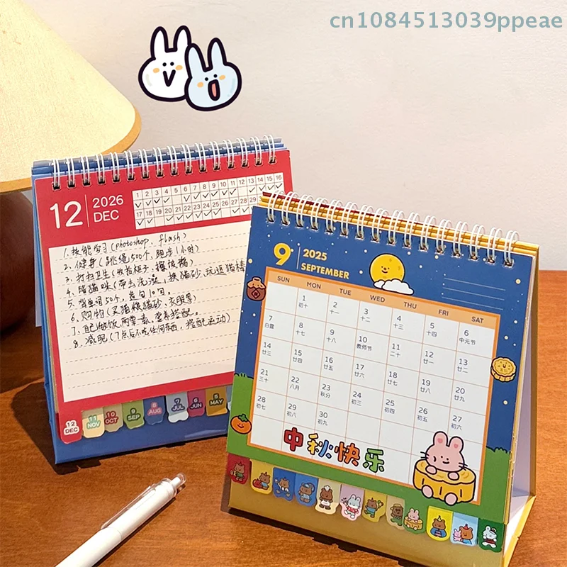 

1 Pc 2026 Cartoon Desk Calendar Cartoon Pattern Small Desk Calendar Pocket Punch Plan Surface Decoration Ornaments