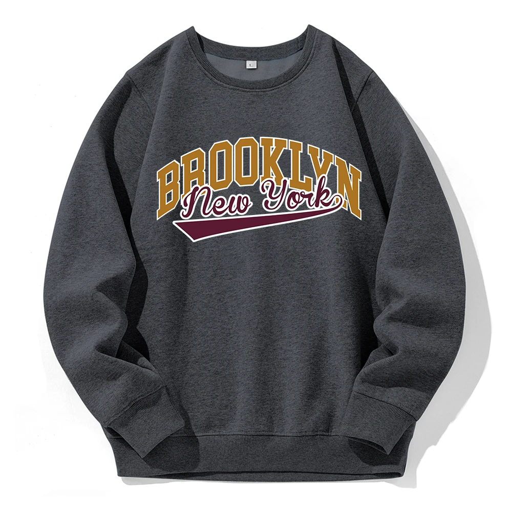 

Brooklyn New York Usa Letter Printed Men Tracksuit Fashion Casual Sportswear Simple O-Neck Sweatshirt Autumn Fleece Warm Clothes