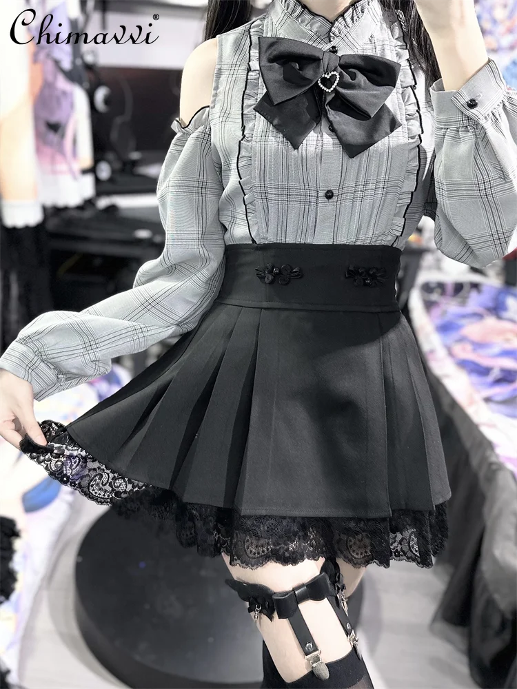 Japanese Mine Mass-Produced Chinese Style High Waist Skirt Summer Fashion Slim Improved Horse-Face Skirt Lace Lolita Skirts