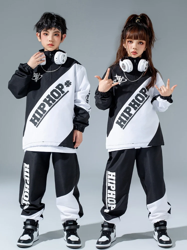 2024 Hip Hop Dance Costumes For Kids Loose Jacket Hiphop Pants Suit Boys Girls Streetwear Jazz Performance Stage Wear DQS15762