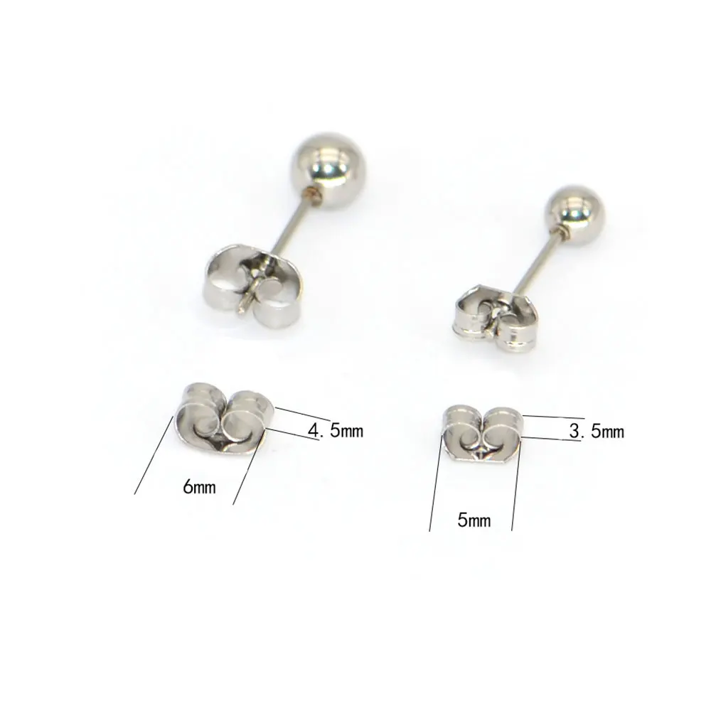 100Pcs Stainless Steel Earring Back Plug Earring Settings Base Ear Studs Back Stopper Butterfly Ear Stopper DIY Jewelry Making 2