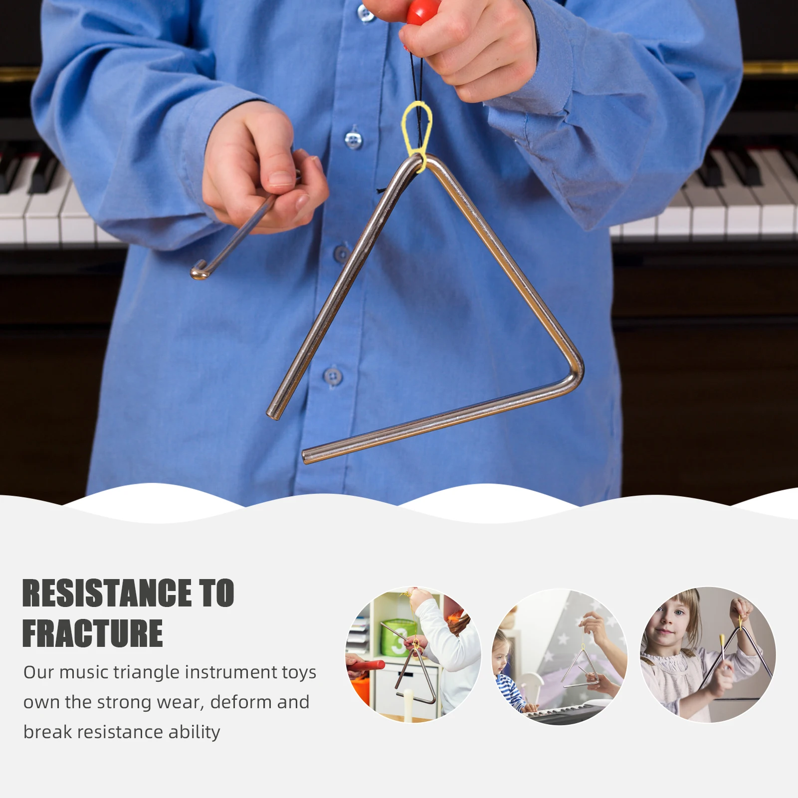

5 Sets Lightweight Compact Triangle Instrument Children Percussion Toys Long Lasting Use