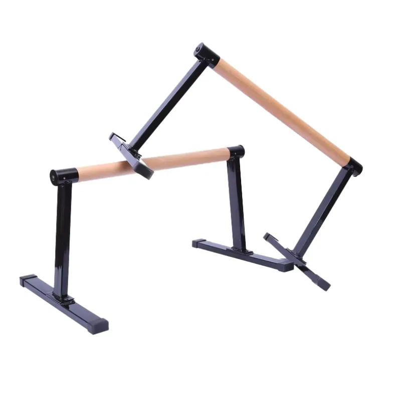 

Workout Exercise High Steel Parallettes Wooden Push up Stand Dip Bar