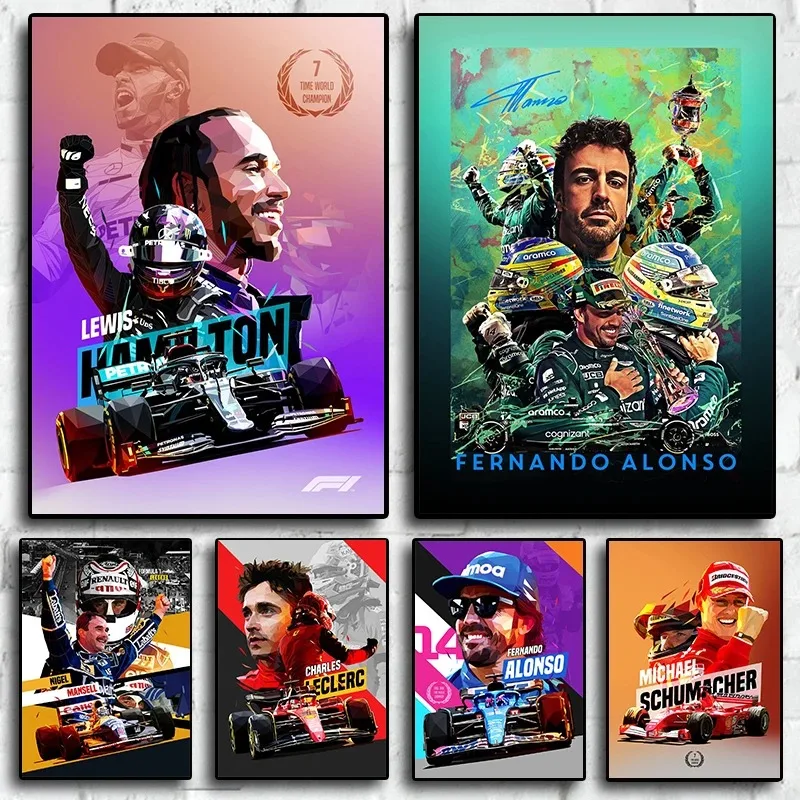 2024-поп-f1-legend-racing-постер-Эстетический-Шумахер-Формула-1-гонщик-шлем-холст-принт-настенное-искусство-домашний-спортивный-декор-для-водителя