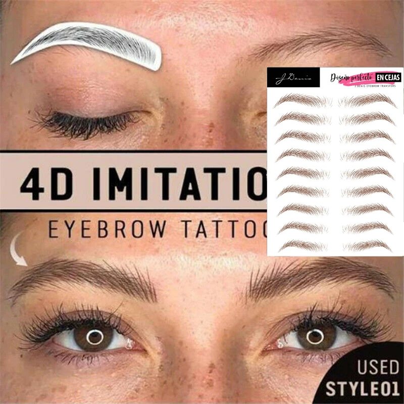 Waterproof 4D Eyebrow Tattoo Stickers Bionic Eyebrow Semi-permanent Water Transfer Lasting Brown Eyebrow Tattoo Stickers Makeup