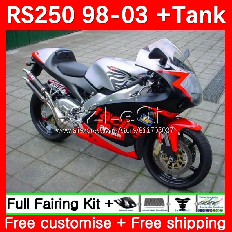 RS250RR For Aprilia RS 250 RS-250 RS250 RR 98 99 00 01 02 03 18No.41 RSV250 Black Silver 1998 1999 2000 2001 2002 2003 Fairings