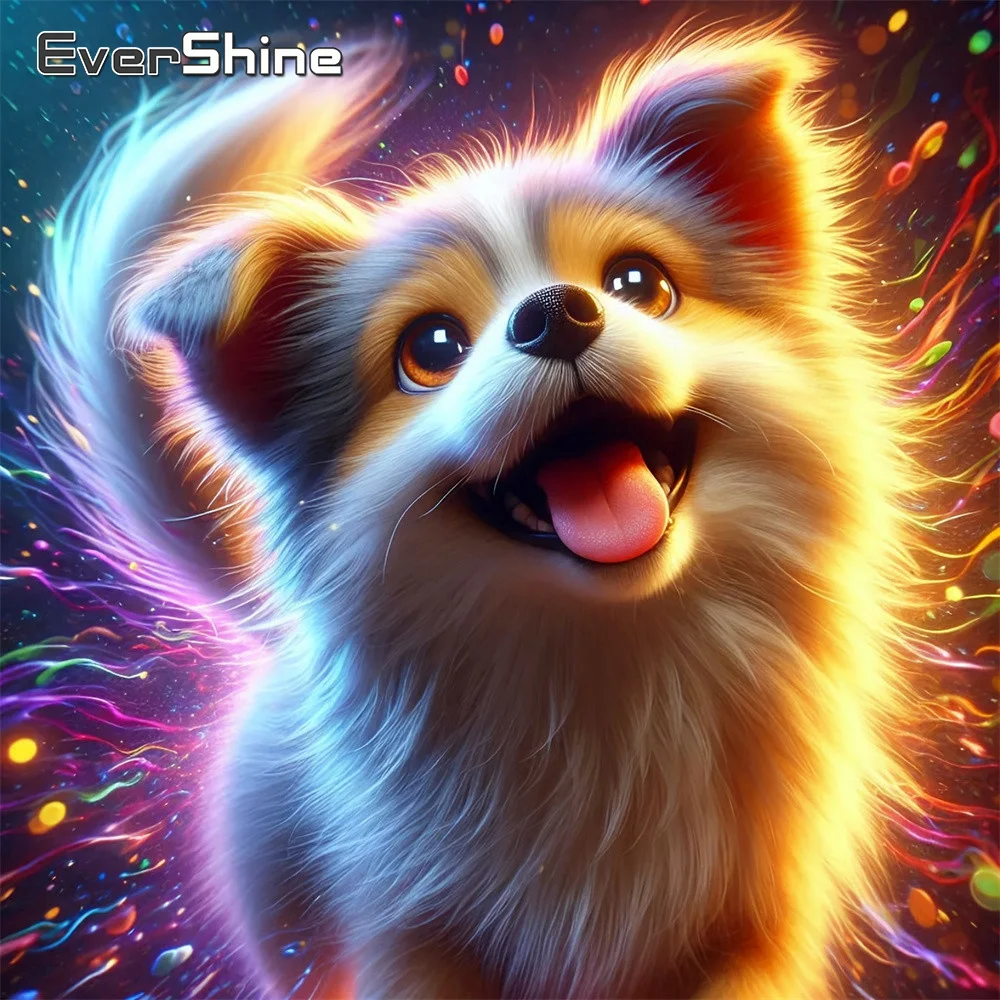 EverShine 5D-Diamant-Stickerei, Tiergemälde, Hund, geeignet für Anfänger, Bild, Strass, volles quadratisches Mosaik, Kinderhobby