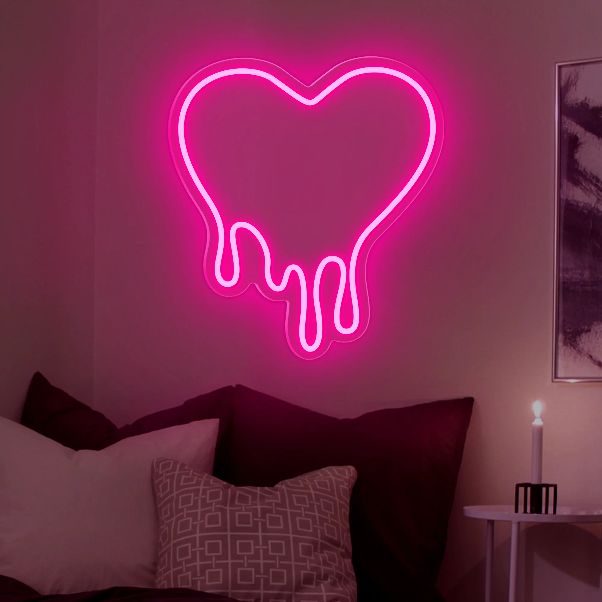 Enseigne au néon en forme de coeur d'amour, lampes au néon LED, USB pour mariage, salon, fête à la maison, décoration d'anniversaire, mur