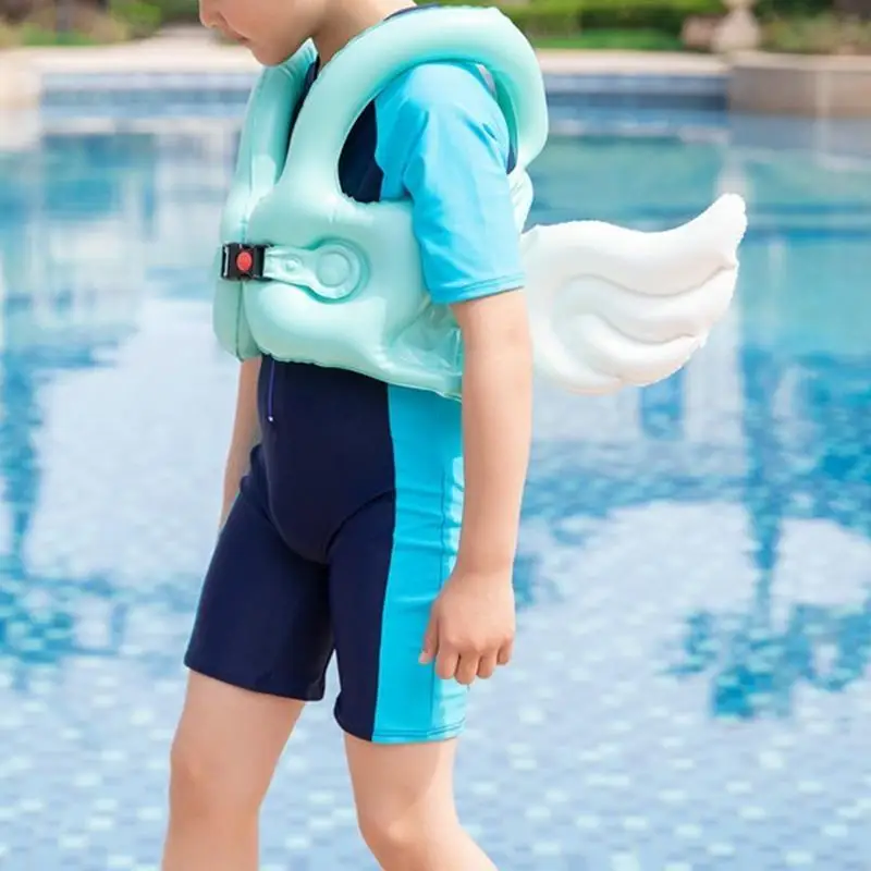 F62d opblaasbare engelenvleugel zwemvlucht Baby Bathtub drijvend vest voor w/ verdikte PVC