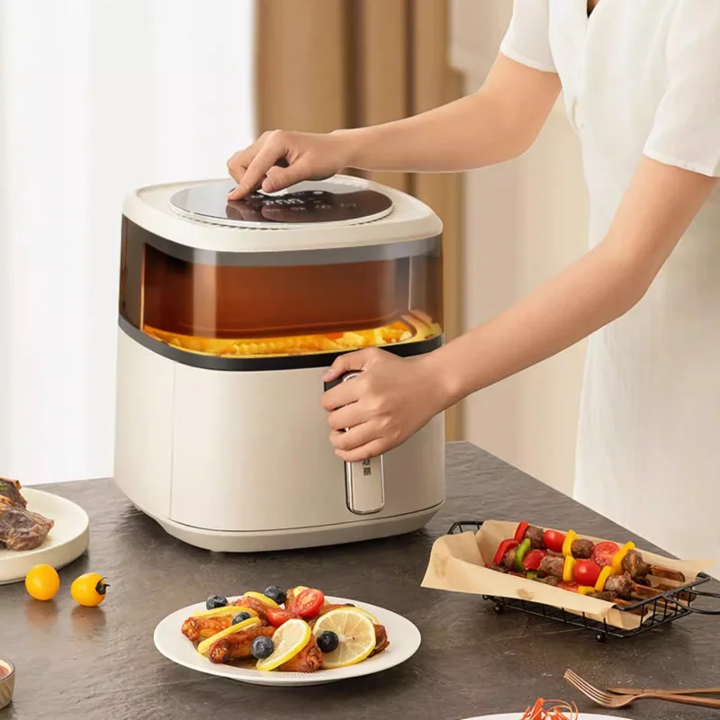 Household Flip-Free Smart Visual Air Fryer, Electric Fryer with Clear Window & Intelligent Cooking Programs for Quick Meals