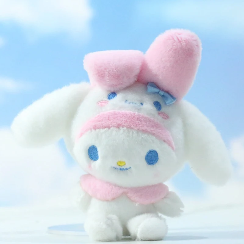 Cartoon Sanrio Plush Toys Keychain Kawaii Ornaments Cute Pink Cinnamoroll Kuromi My Melody Anime Peluche Diagonal Bag Keychains