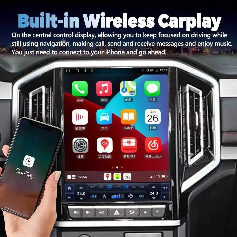 10.4 بوصة الملاحة ل JAC T9 Jianghuai Hantu 2024 شاشة أندرويد بلوتوث ستيريو الوسائط المتعددة مشغل فيديو سيارة لتحديد المواقع Carplay السيارات