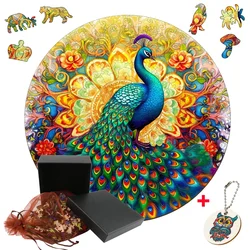 Exquisite Irregular Peacock Wooden Animal Jigsaw Puzzles For Kid Educational Intellectual Toy Adults Charming Wood DIY Crafts