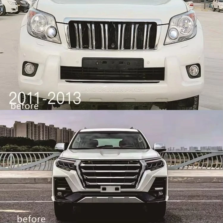FJ150 2010-2017 X-Men Style Body Kits Bumper Grille Fender Hood LED 3 Lens Headlights TailLights Body Kit for Toyota Prado