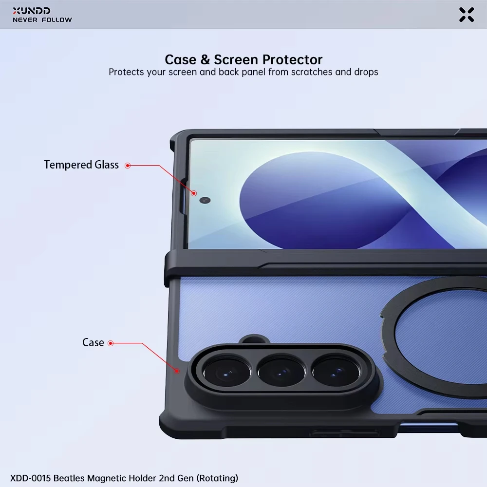 Xundd For Samsung Galaxy Z Fold 8 Ultra Case PC+TPU Clear Funda Capinha Shockproof Airbag Case Magnetic Stand Kickstand Cover