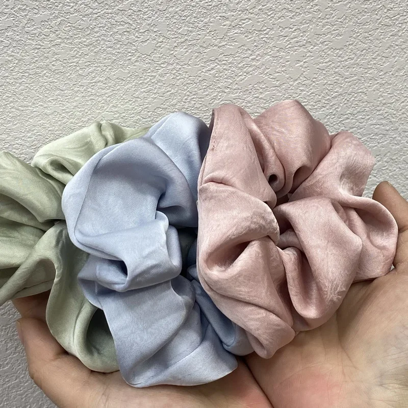 Scrunchies de seda para mulheres, laço elástico de cetim, faixas de cabelo estampadas vintage, corda de cabelo elegante, chouchou crocante para menina, moda, 2024