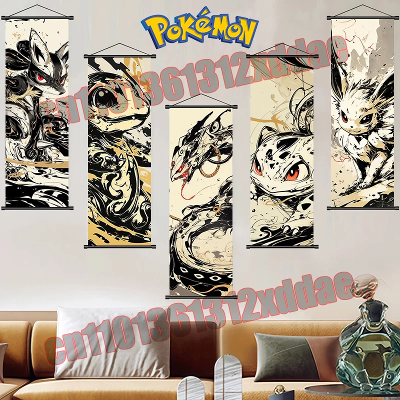 

Anime Pokémon Lucario Pikachu Bulbasaur Eevee Gengar Gardenevoir Squirtle Mewtwo Art Creative HD Scroll Drawing Children's Gifts