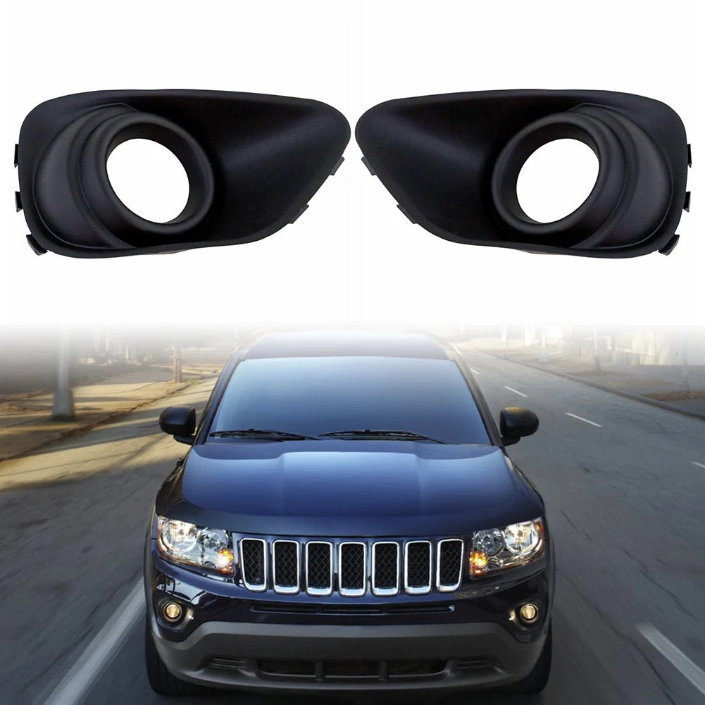 Left+Right 2Pcs Car Front Bumpe Fog Light Lamp Bezels For Jeep Compass 2011 2012 2013 2014 2015 2016 2017 68109870AA/68109871AA