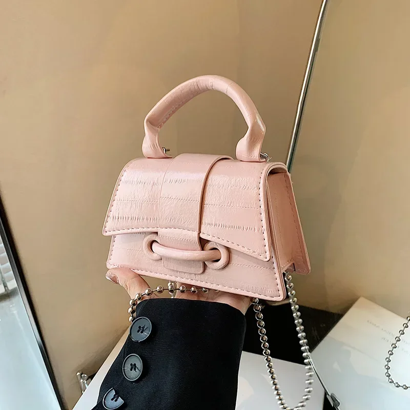 

Chain Crossbody One Shoulder Fashion Women's Bag Textured Women's Solid Color Bow Mini Handbag