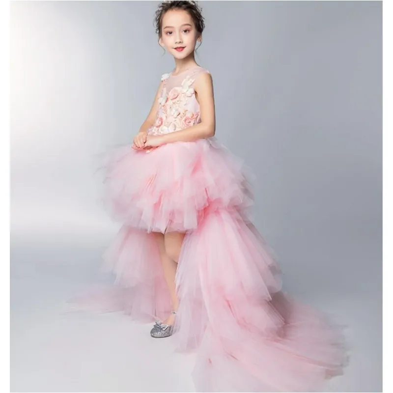 Glizt Trailing Butterfly Appliques Girls First Communion Dress Kids Pageant Party Communion Gown Flower Girl Dresses for Wedding