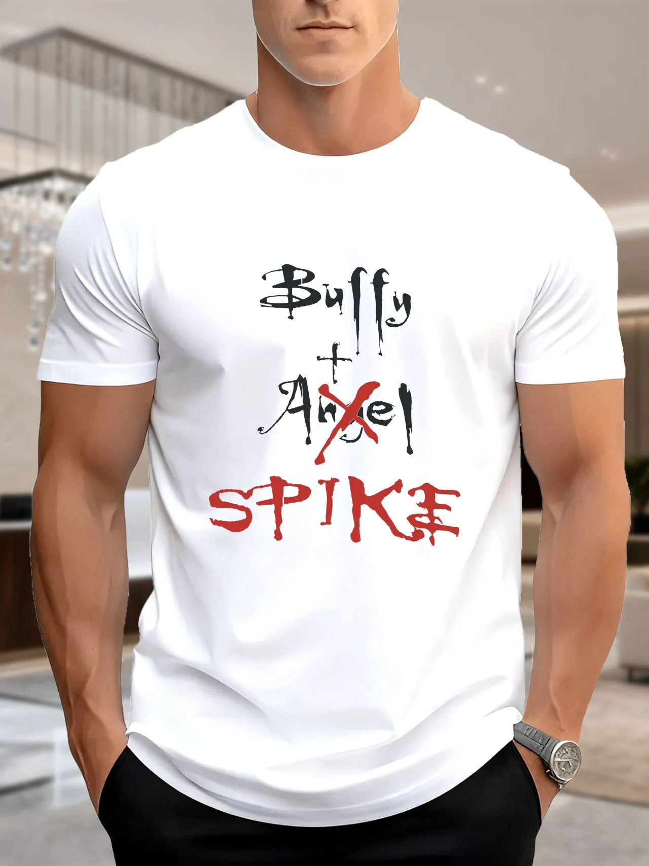 تي شيرت رجالي بطبعة جرافيك - تصميم أدوات باللونين الأحمر والأسود مع مطرقة ومفتاح ربط، تي شيرت كاجوال مريح من القطن بنسبة 100%، تي شيرت صيفي عصري #2