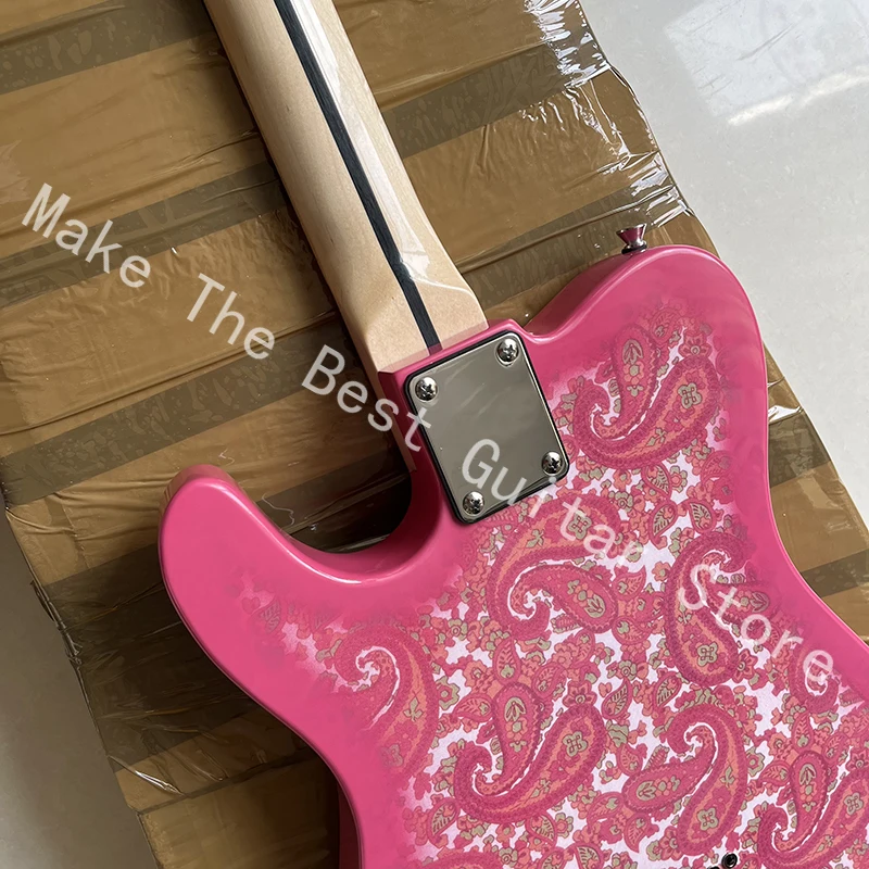 Exquisite pink printed electric guitar, 22 tone fingerboard, professional level, fast delivery.