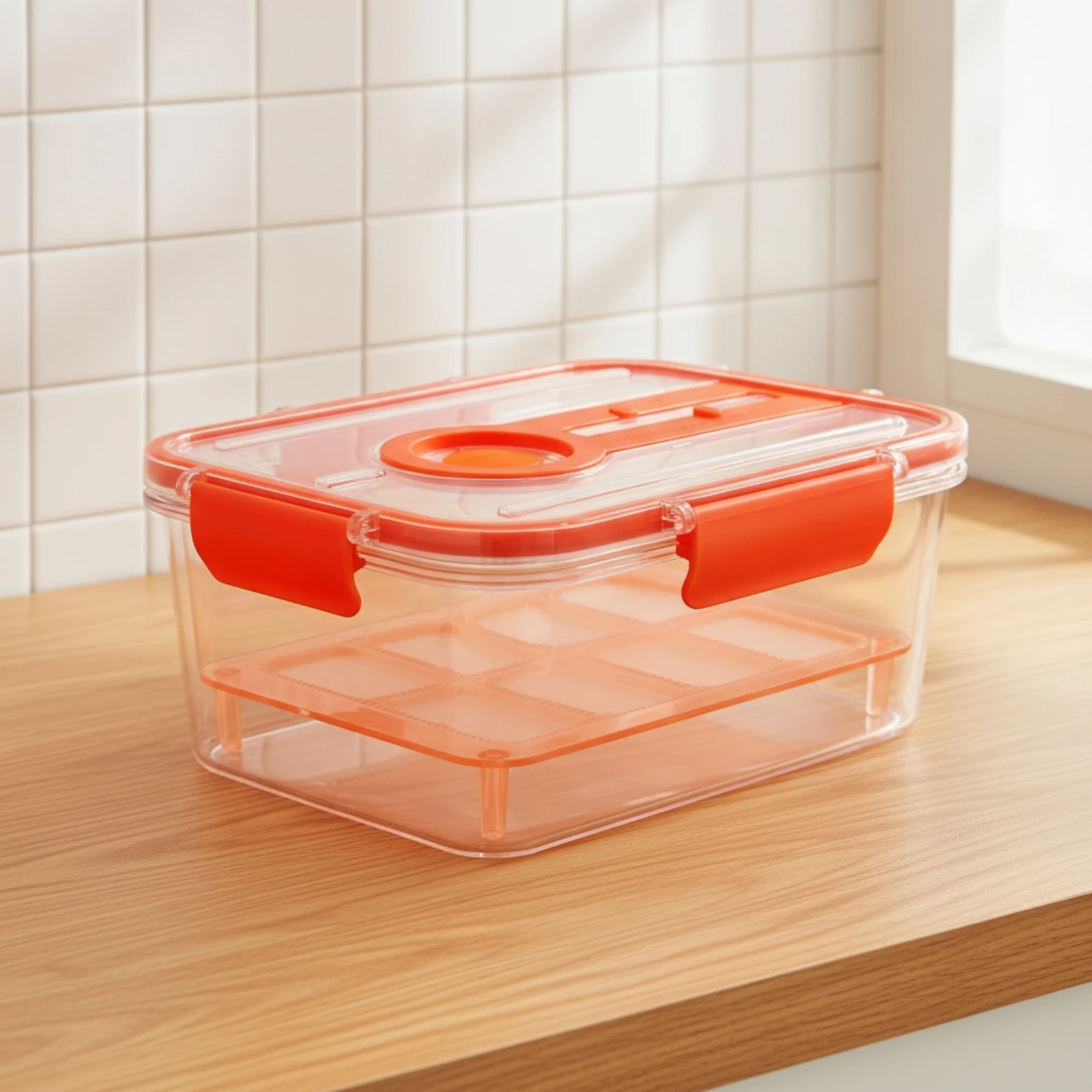 Produce Saver with Drain Tray Rectangular Food Storage Container with Lid Food Storage Container with Colander Removable