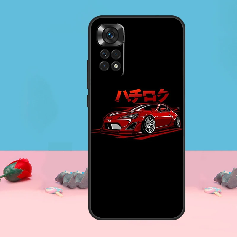 Etui na telefon Xiaomi Redmi Note 14 13 12 10 11 Pro 11S 12S z motywem sportowego samochodu JDM Drift, etui na Redmi 15 15C 10C 12C 13C 14C