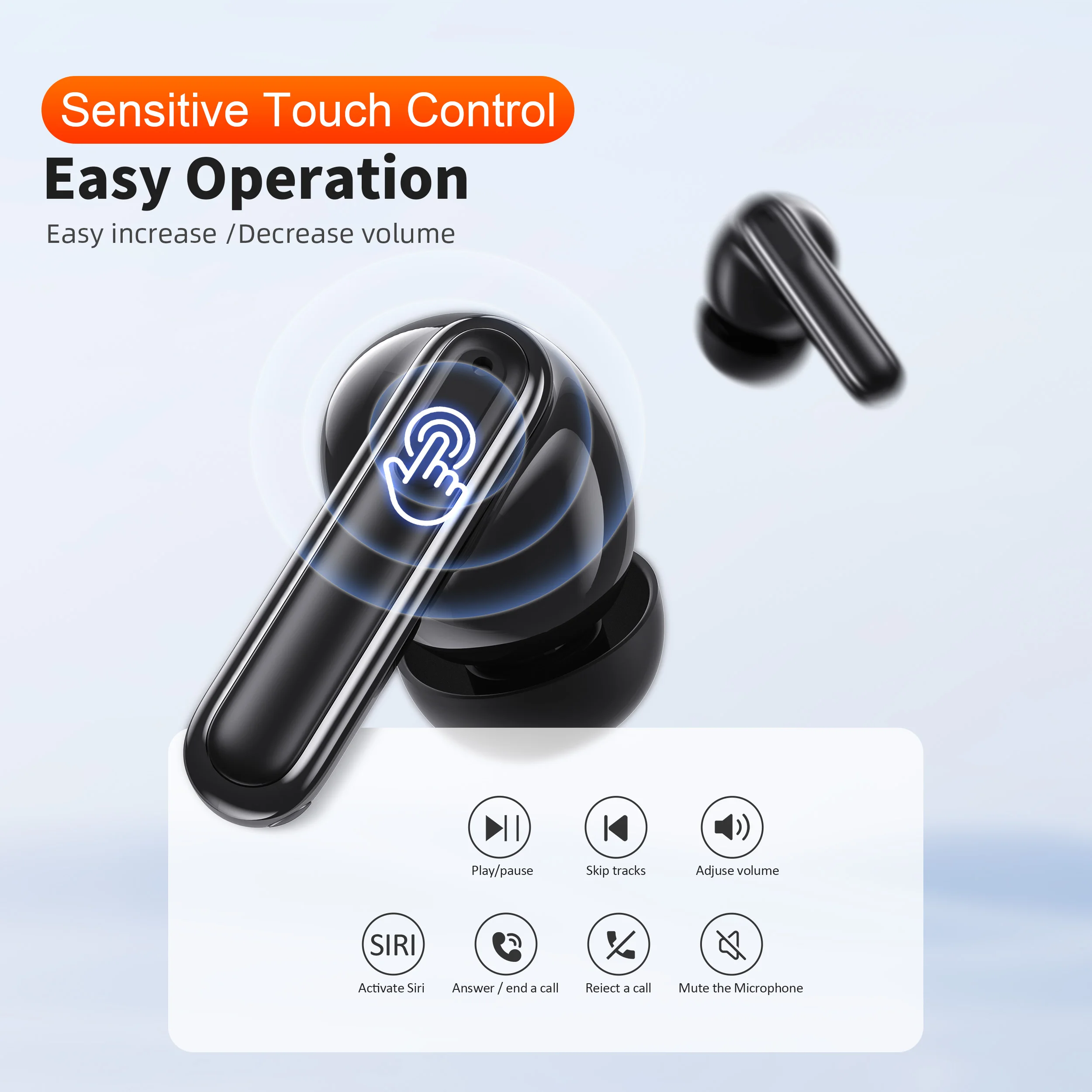 Wireless Headphones,QERE E50,NEW TWS Bluetooth 5.3,HD Microphone,HIFI Earphones,13mm Driver,Display screen+touch,4 Mics+ENC Call
