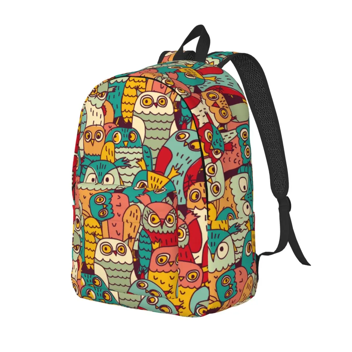 Student Bag Funny Owls Group Color Seamless Pattern Backpack Parent-child Lightweight Backpack Couple Laptop Bag