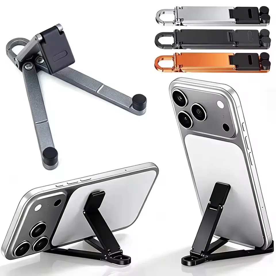 Foldable Keychain Phone Stand Multi-Angle Adjustable Lightweight For iPhone Samsung Universal Holder Triangle Bracket for Travel