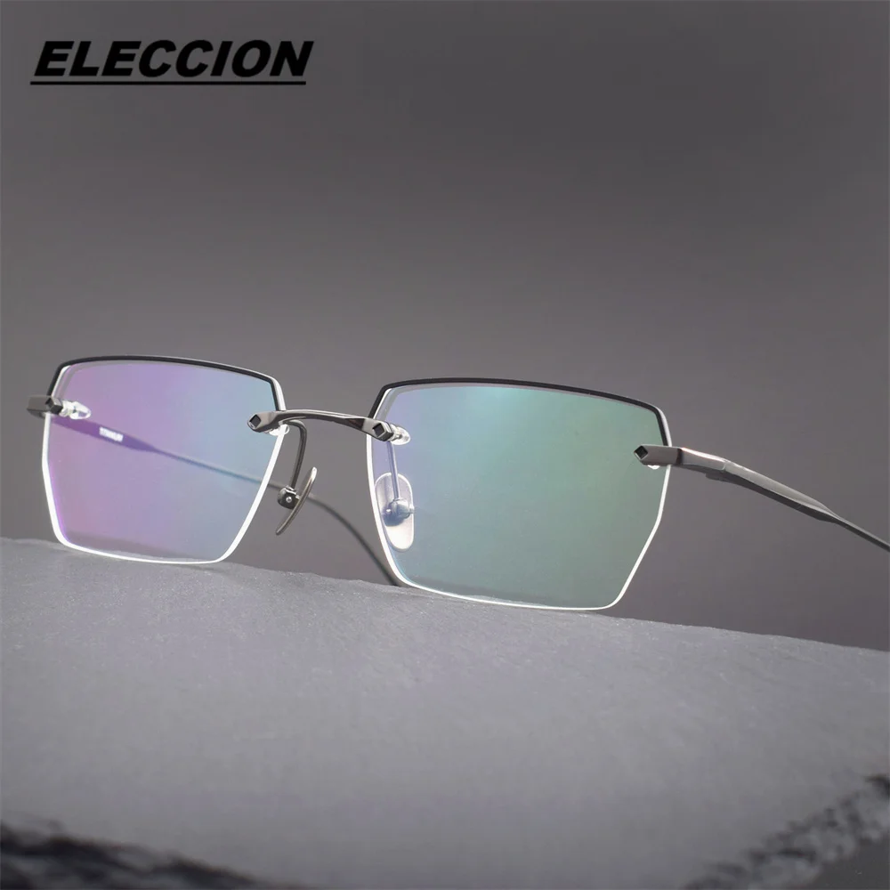 ELECCION High-quality Gentlemen\'s Rimless Glasses Optics Frame Male Frameless Eyewear Prescription Myopia Eyeglass Frames Men