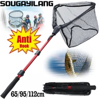 Red de pesca Sougayilang 65/95/112cm, red de pesca plegable Brail, red de aterrizaje de pesca telescópica, cuchara con mango de Eva, herramientas de pesca
