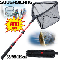 Sougayilang Fishing Net 65/95/112cm Folding Fishing Brail Net Telescopic Fishing Landing Net Scoop with Eva Handle Fishing Tools