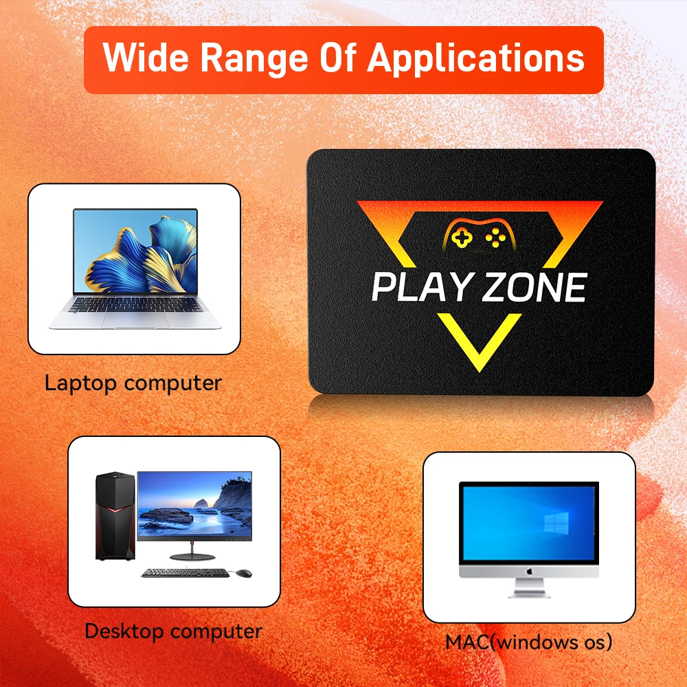 PlayZone 1T Retro Game SSD لـ PS5/PS4/PS3/PS2/Xbox/Switch/WII محرك الأقراص الصلبة المحمول المدمج في 16000+ ألعاب لـ Win PC/الكمبيوتر المحمول