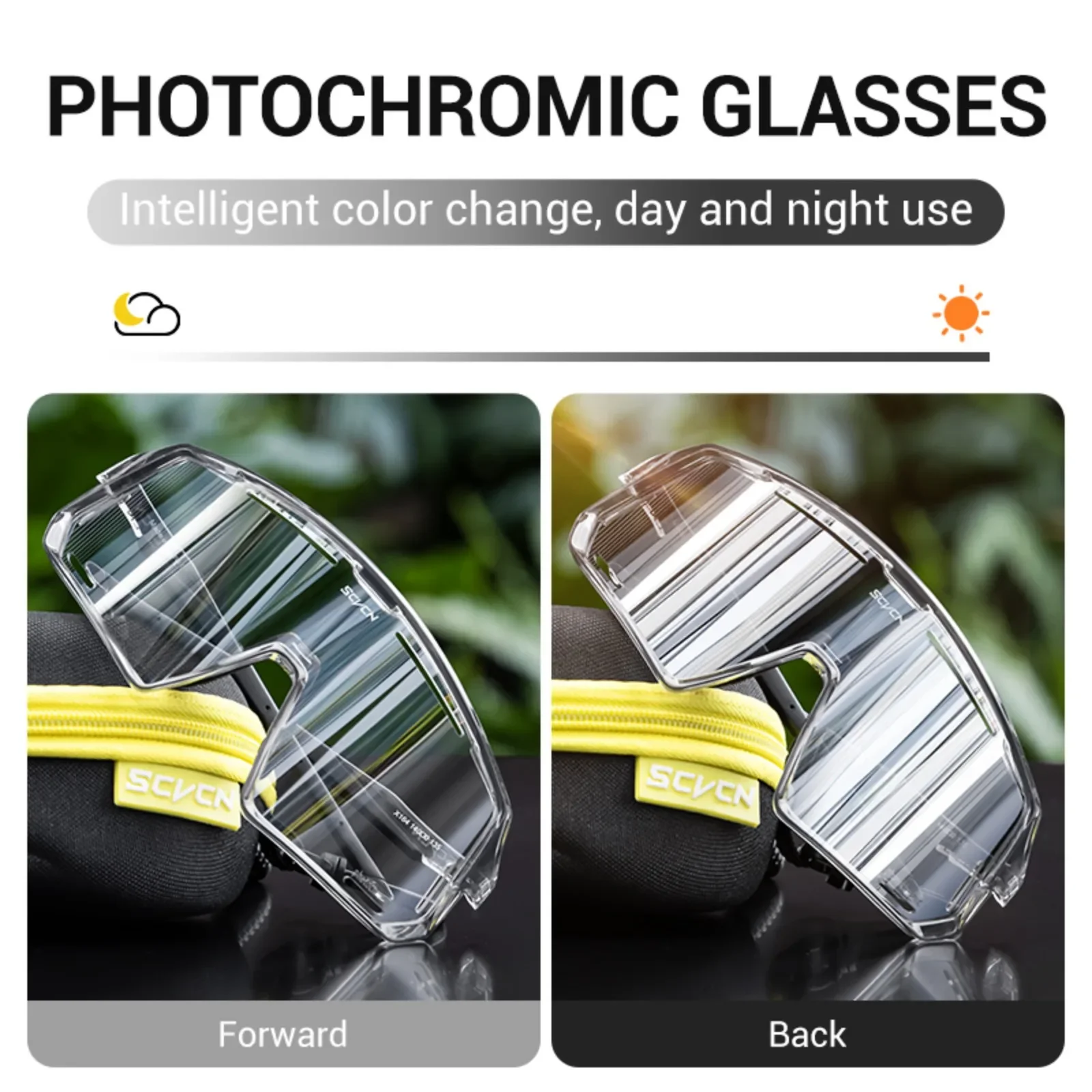 SCVCN Red Photochromic Cycling Sunglasses for Men Blue Photochromic Cycling Glasses Mountain Bicycle Goggles Eyewear Sports MTB - Image 3