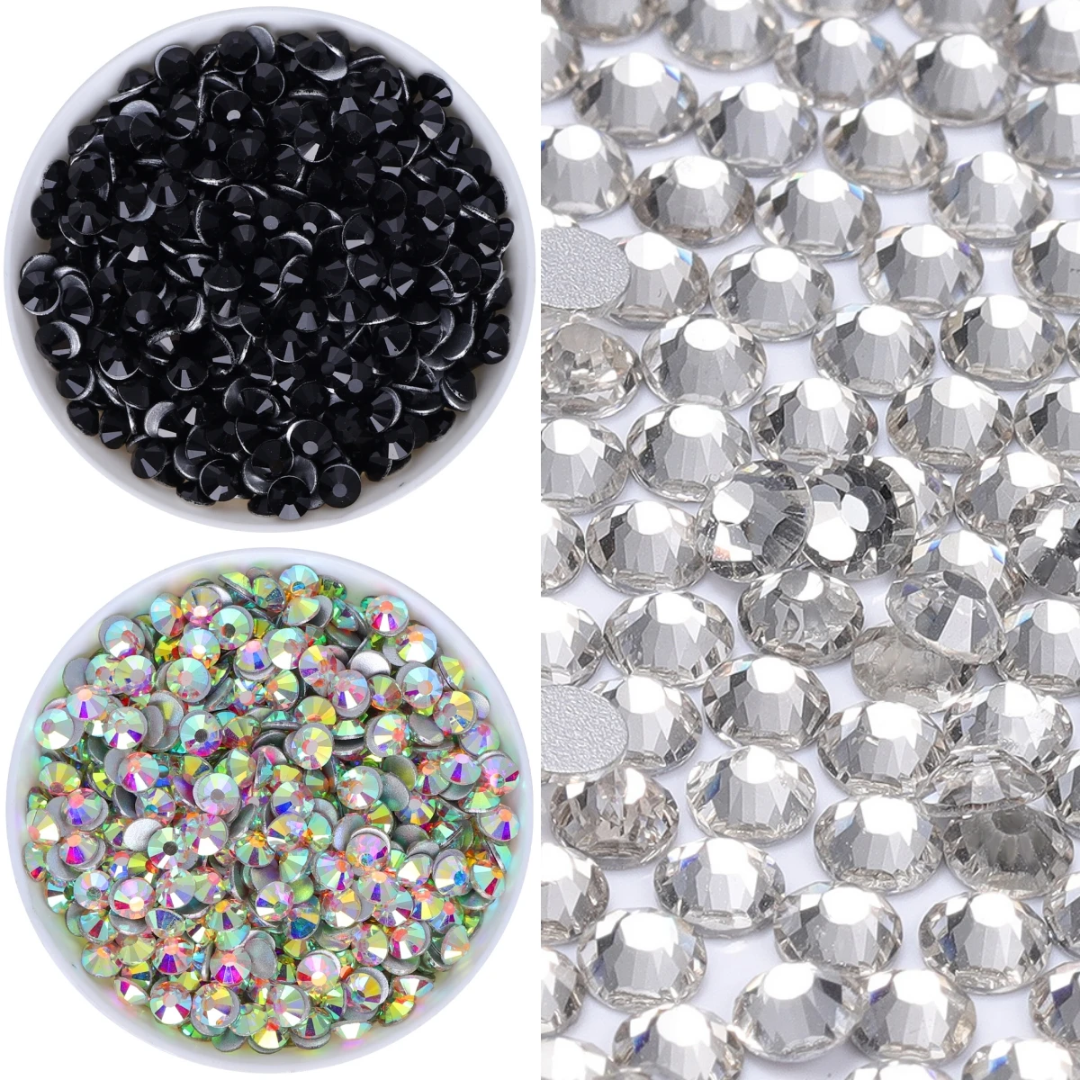 Strass en verre à paillettes SS3-SS50, multi-tailles, haute qualité, grand paquet, cristal à base plate pour Nail Art, artisanat, décoration DIY