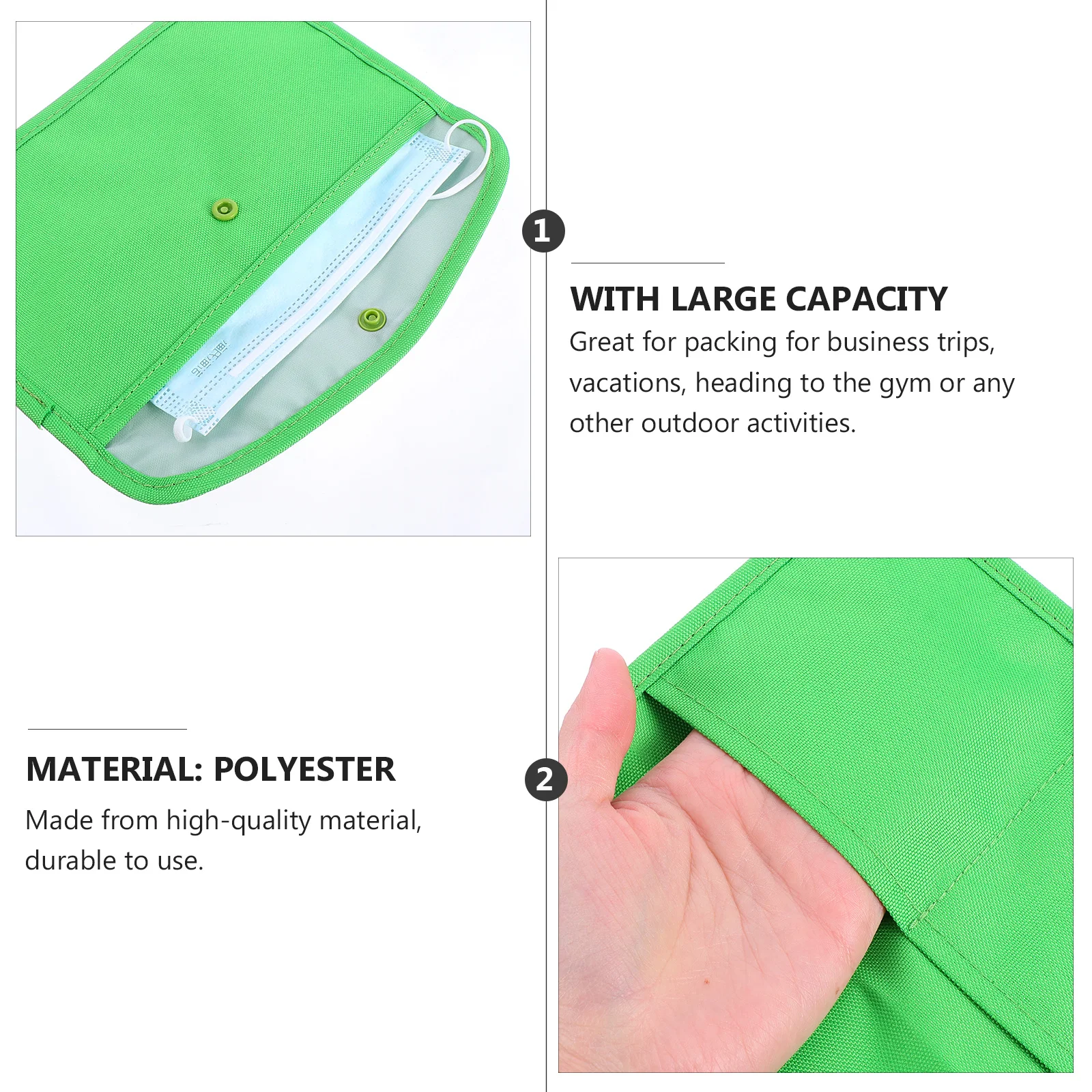 

4Pcs Face Mask Storage Bag Portable Polyester Organizer Pouch Large Capacity Travel Makeup Storage Toiletry Organizer